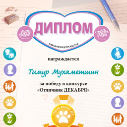 Итоги конкурса "Отличник месяца" декабрь 2024г.